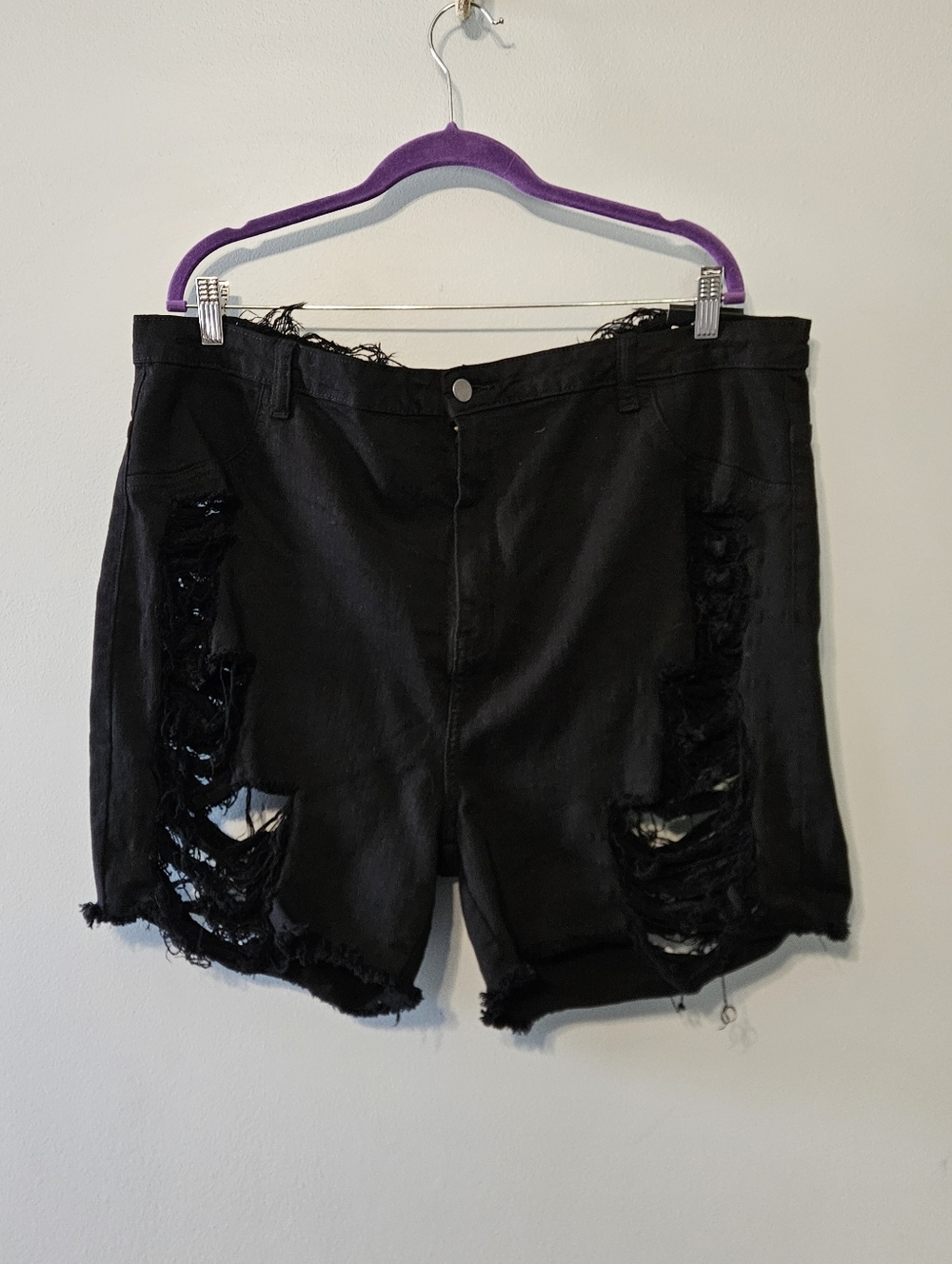 Fashion Nova Black Distressed Denim Shorts